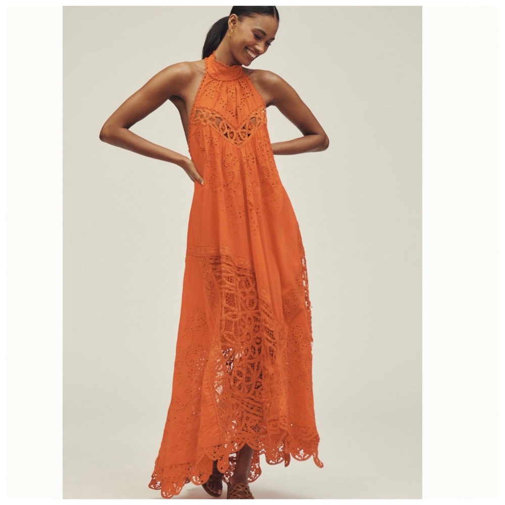 NWT Anthropologie Halter Cutwork Lace Dress, XS - Picture 1 of 17